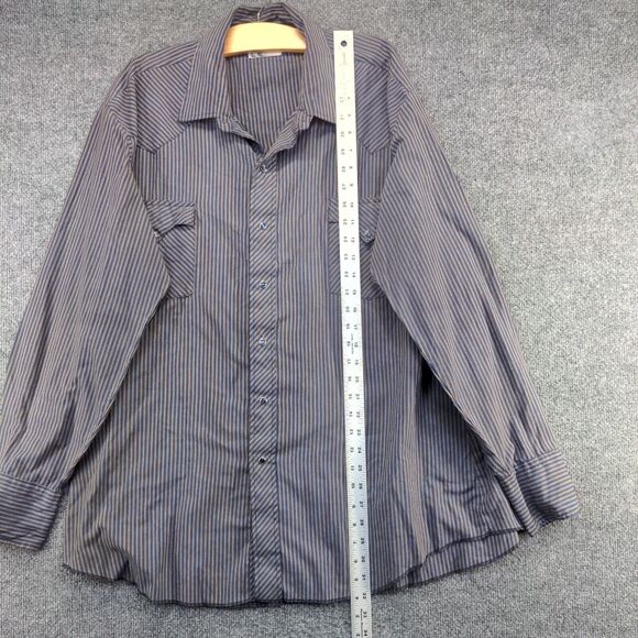 Tem Tex Men's Dress Shirt Multi Striped 18 36 Long Sleeve Pearl Snap Pockets - Picture 10 of 12